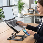 BUFFER 2’si 1 Arada Laptop ve Telefon Standı – AlüMetal Ayarlanabilir,Katlanabilir,Ergonomik Yükseltici