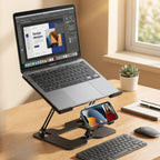 BUFFER 2’si 1 Arada Laptop ve Telefon Standı – AlüMetal Ayarlanabilir,Katlanabilir,Ergonomik Yükseltici