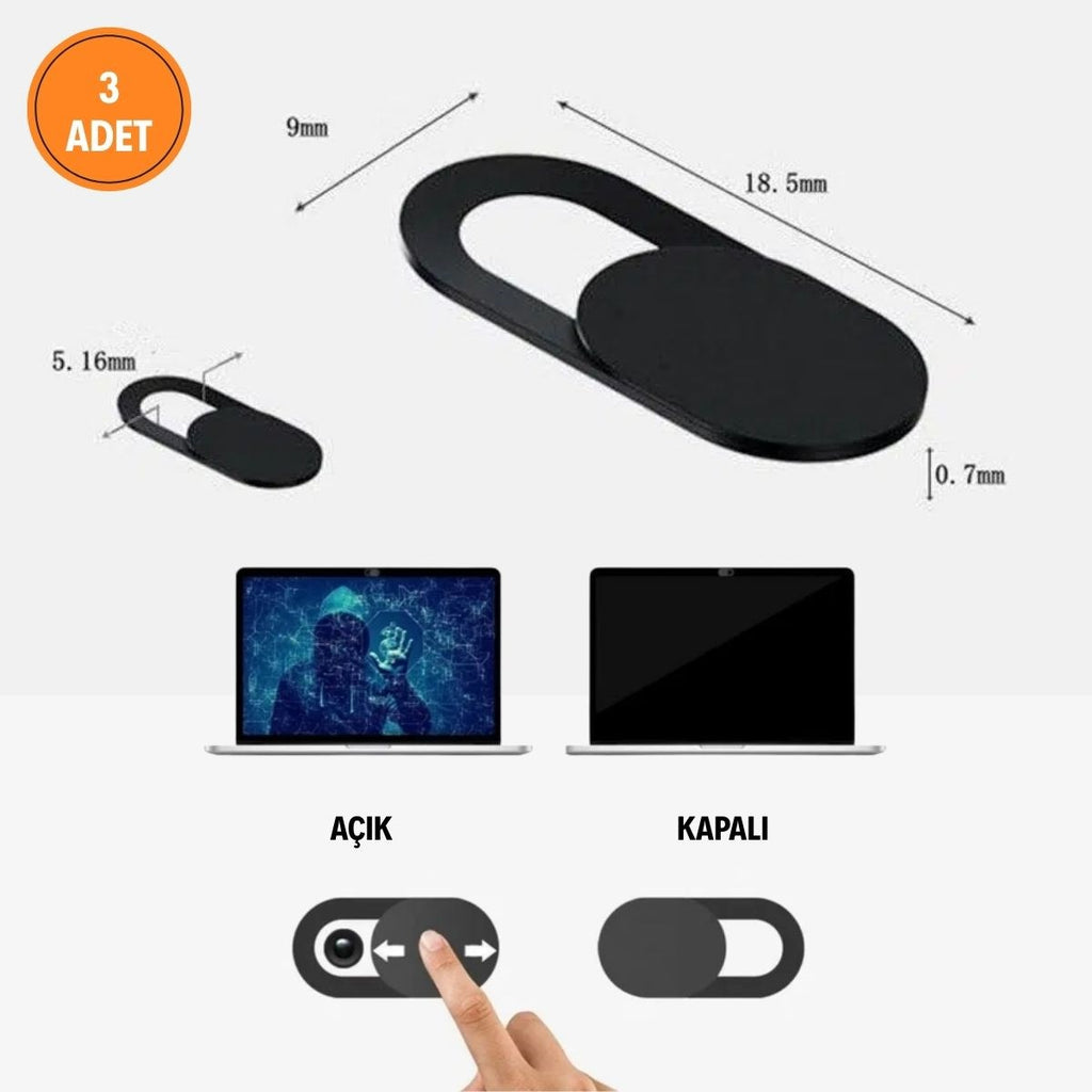 3’lü Webcam Kapatıcı – Laptop, Tablet ve Telefon Uyumlu Gizlilik Kamera Kapağı (Plastik)