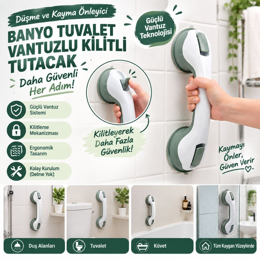 Düşme Ve Kayma Önleyici Banyo Tuvalet Vantuzlu Kilitli Tutacak