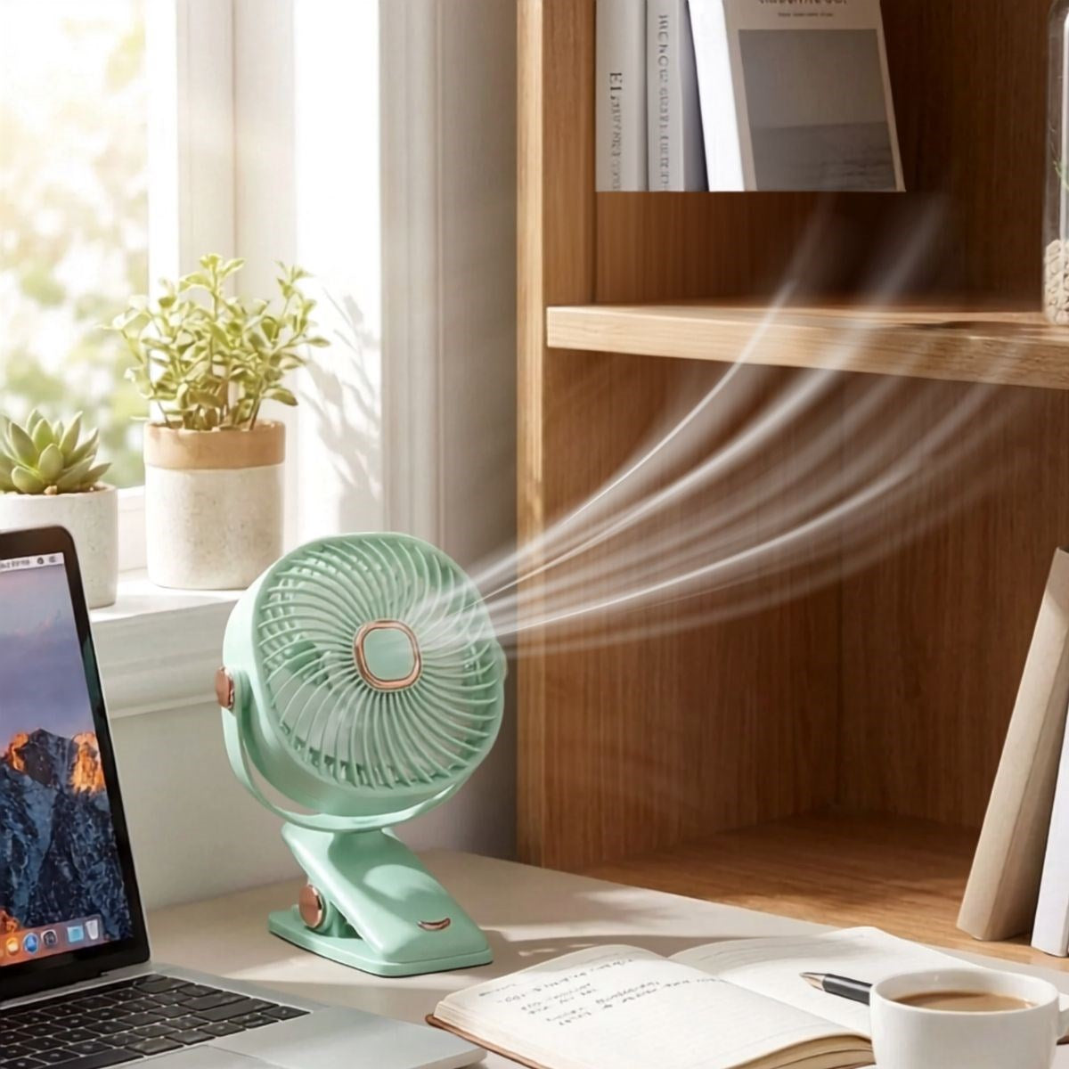 BUFFER 3 Kademeli Mandallı Masaüstü Fan – 360° Tam Tur Dönebilen Oynar Başlıklı Duvara Monte Edilebilen Mini Fan ZB113
