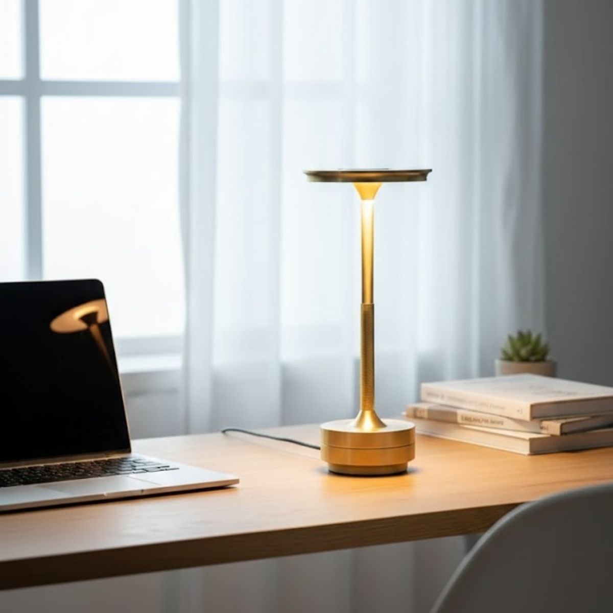 Eskitme Gold Kasa Dokunmatik Şarjlı Masa Lambası – 3 Renk Işık Modlu, LED Aydınlatmalı, Modern & Dekoratif Abajur