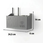 Duvar Tipi Wi-Fi Modem Saklama Kutusu(Gri) – Kablo Düzenleyici Router Raf Organizer
