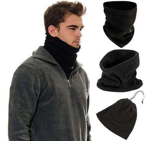 BUFFER Çok Fonksiyonlu Siyah  Unisex Terletmez Kumaş İpli Polar Bere Boyunluk