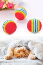 ® 3lü Gökkuşağı Sünger Kedi Köpek Çiğneme Oyun Topu 4,2 cm