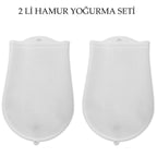 BUFFER Hamur Torbası 2 li Set Orta ve Büyük Hamur Silikon Şeffaf Yoğurma Torbası Ekmek Makarna Mant