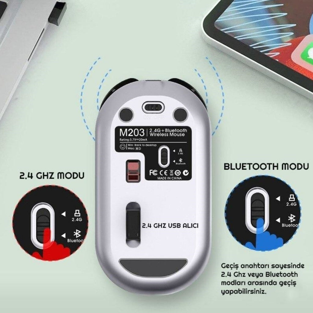 BUFFER Sessiz Kablosuz Mouse – Wireless Optik Mouse, Sessiz Tıklama, Ergonomik Tasarım