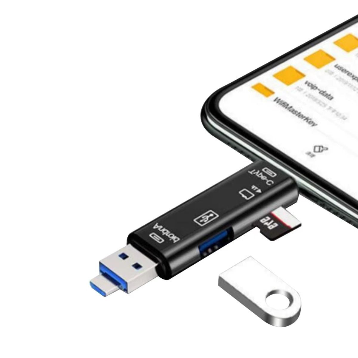 BUFFER 5 In 1 Çok Fonksiyonlu USB 2.0 Micro Sd Kart Okuyucu - Usb/micro Usb/type-C Çıkışlı, Otg Çevirici