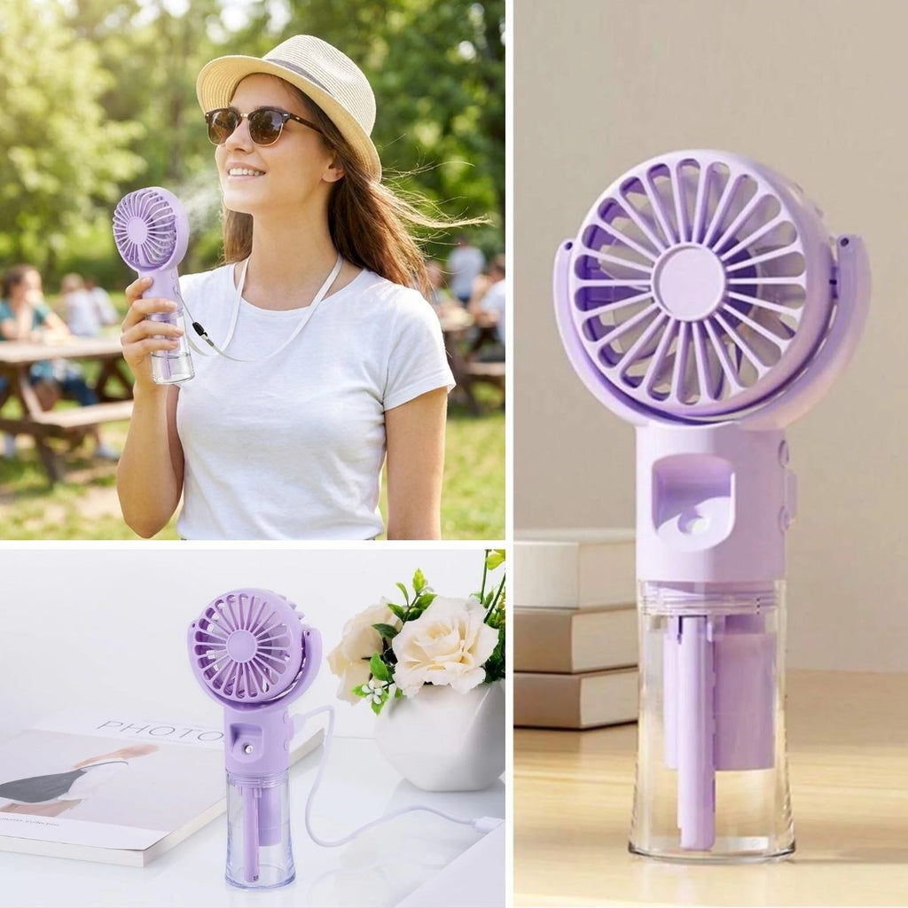 4 Kademeli Spreyli Şarjlı El Fanı – Boyuna Asılabilir USB Şarjlı Taşınabilir Mini Fan F4