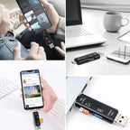 5 In 1 Çok Fonksiyonlu USB 2.0 Micro Sd Kart Okuyucu - Usb/micro Usb/type-C Çıkışlı, Otg Çevirici
