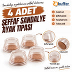 Şeffaf Yuvarlak Sandalye Ayak Tıpası 4 Adet, Taban Pedli Sandalye Ayağı Koruyucu Başlık Seti, Mobilya Ayak Koruma