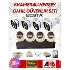 4 Iç 4 Dış 8 Kameralı Gece Renkli Sesli 5 Mp 250 GB HDD Dahil Ahd Güvenlik Kamera Seti