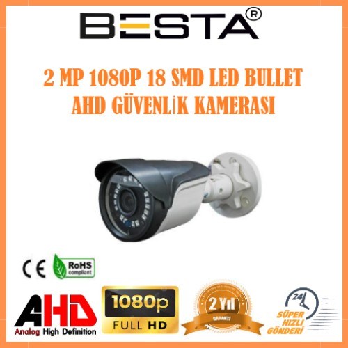 2MP Ahd 1080P Gece Görüşlü 3 Kameralı Güvenlik Sistemi