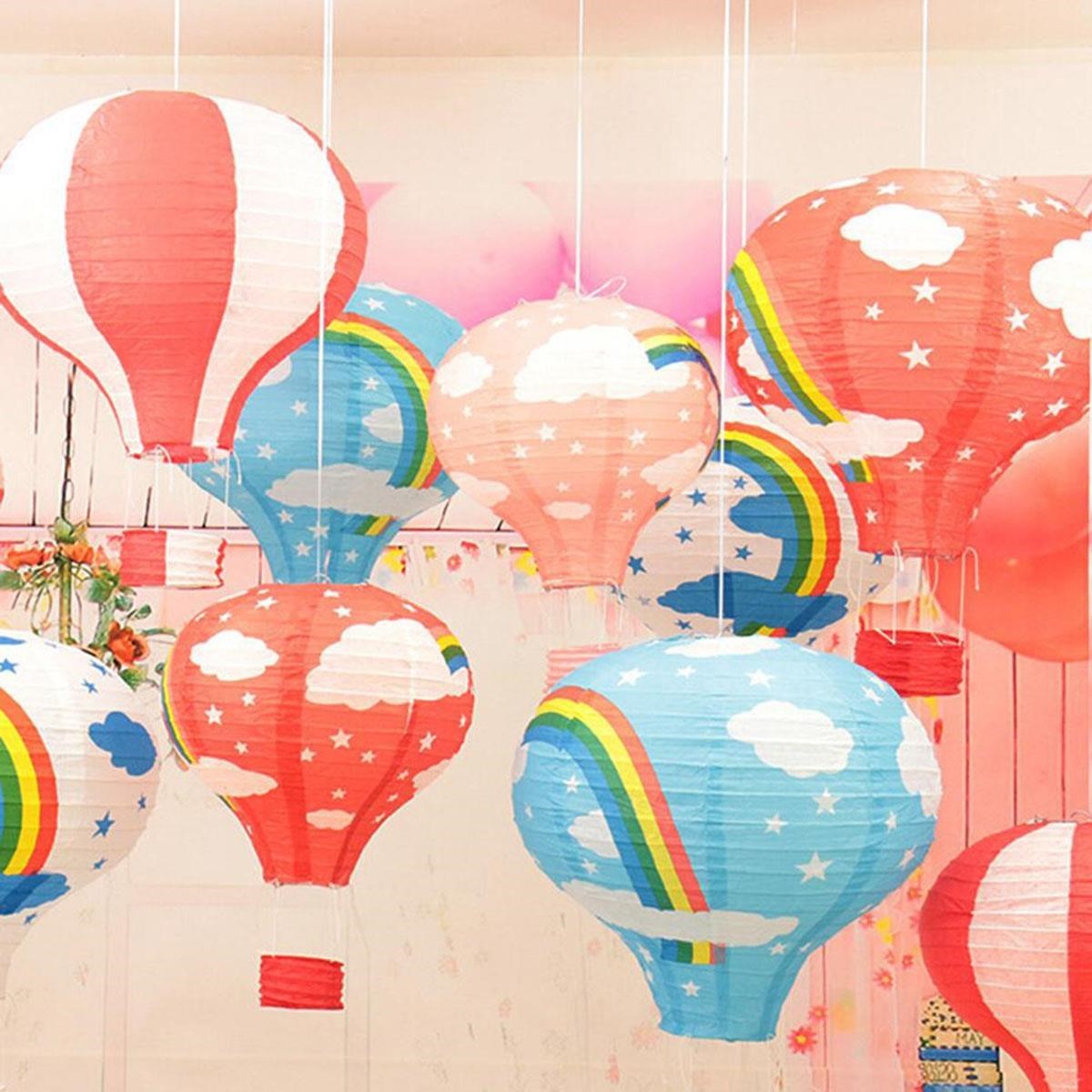 BUFFER Dekoratif Renkli Kağıt Dilek Feneri Balonu Renkli Uçan Balon