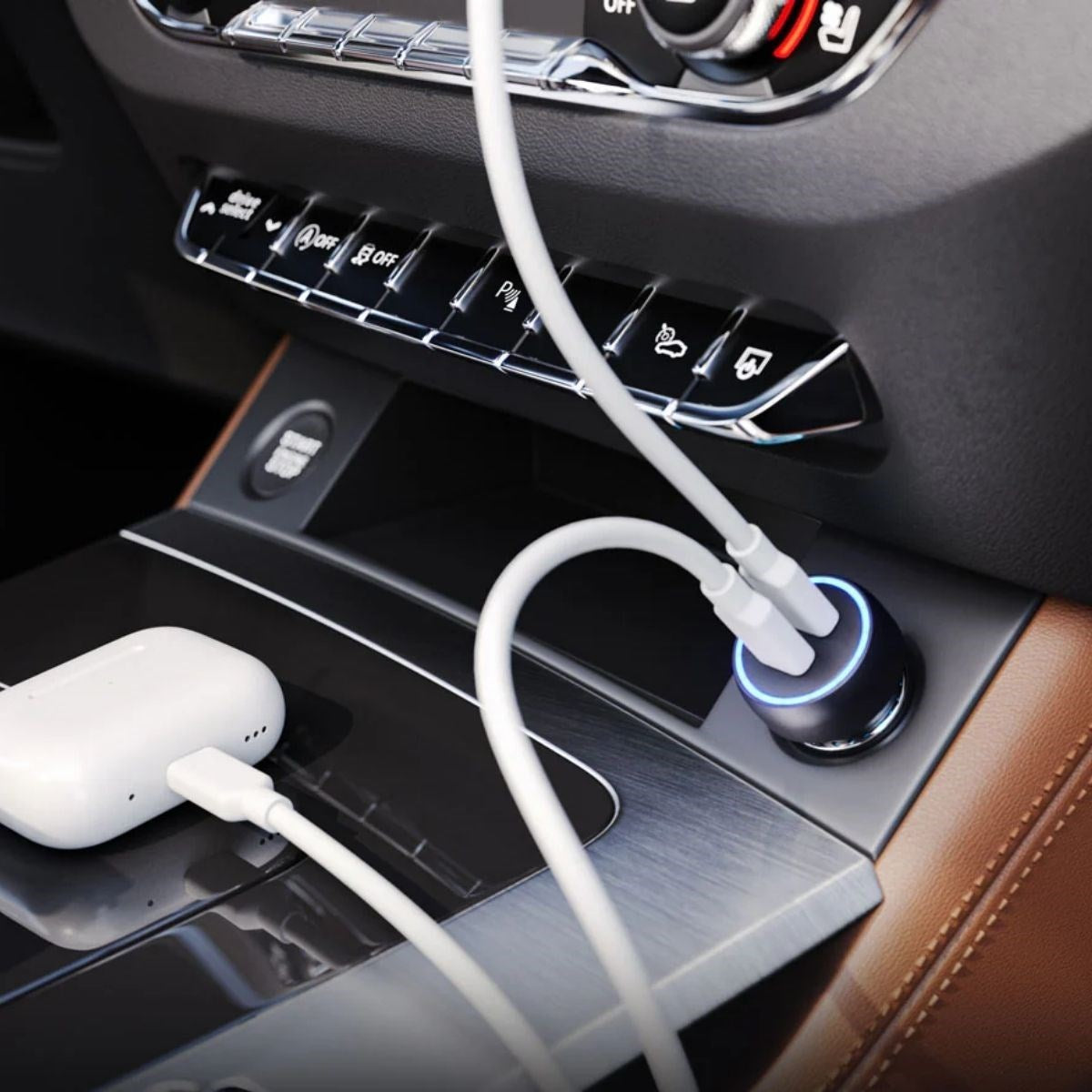 BUFFER Araç İçi Çakmaklığa TakılanType-C ve USB Girişli 2 Portlu Hızlı Şarj Adaptörü