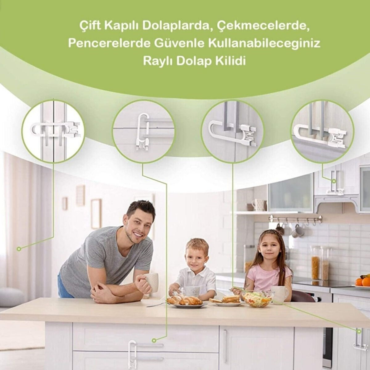 BUFFER Bebek Çocuk Çekmece ve Dolap Koruma Raylı Güvenlik Sistemi Emniyet Kilidi