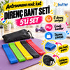 5'li Egzersiz Direnç Bant Seti – Pilates, Fitness ve Crossfit Lastiği (Taşıma Çantalı)