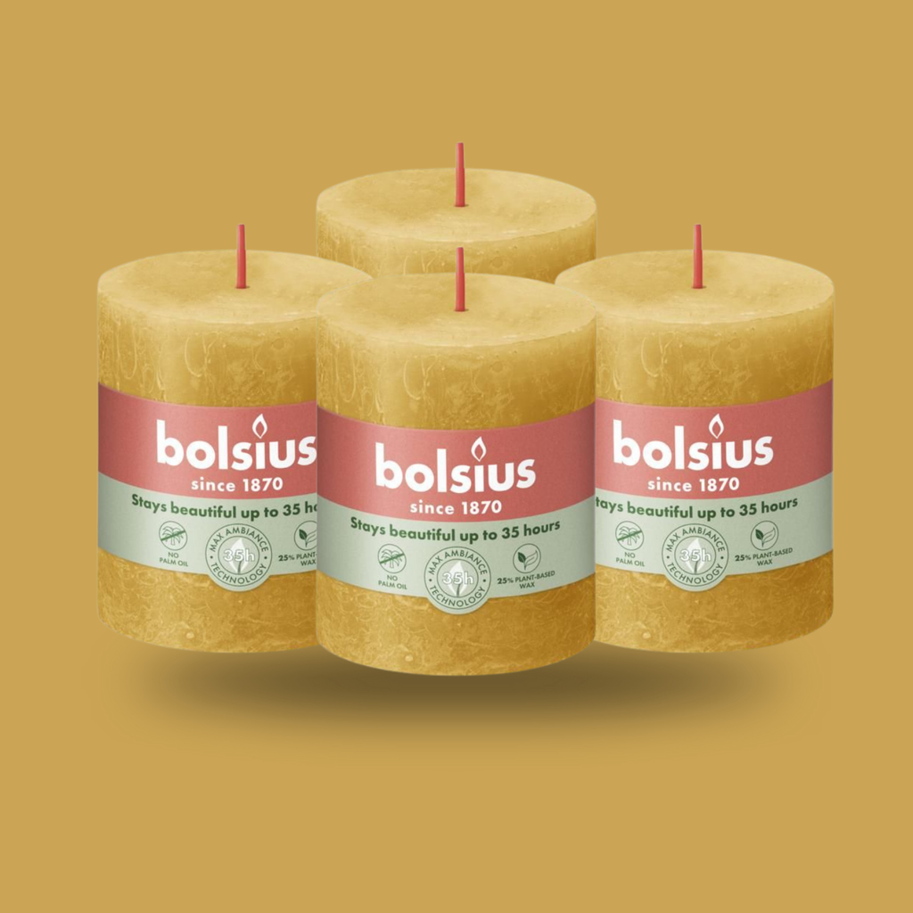 Bolsius Rustik Blok Sütun Mum - Silindir Şeklinde - Bal Peteği Sarı Renkli - 35 Saat Uzun Yanma Süresi  - Ev Dekorasyonu - Kokusuz - Doğal Vegan Özler -  6,6 cm - 8 cm - Herseyben.de