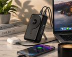 20000mAh Solar Powerbank – Dahili USB, Micro USB, Type-C ve Lightning Kablolu Taşınabilir Şarj Cihazı | 2 USB Çıkışlı