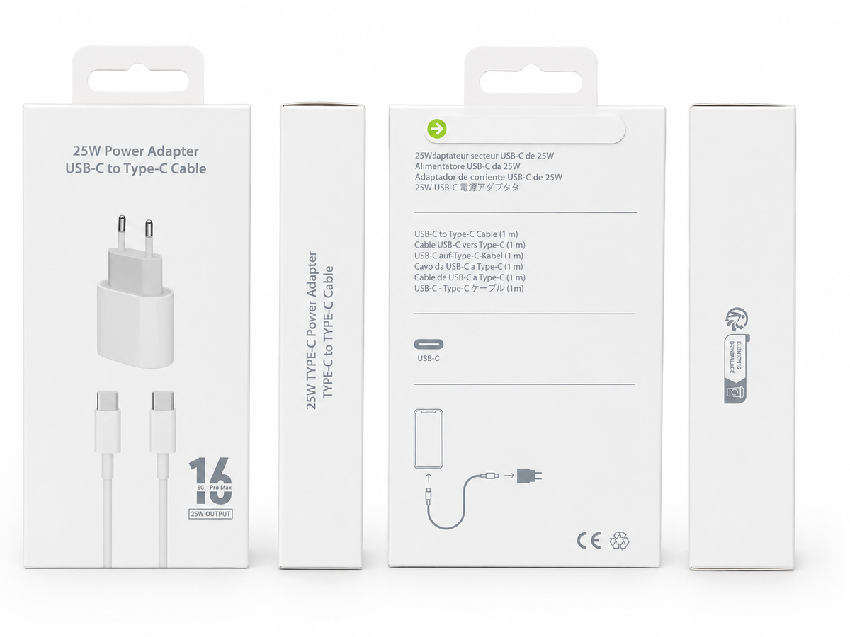 25W USB-C Hızlı Şarj Adaptörü ve 1 m USB-C Kablo Seti