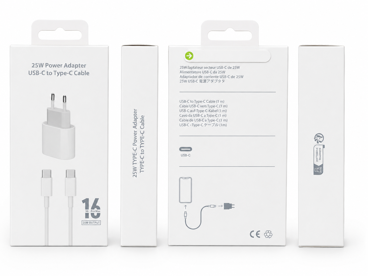 25W USB-C Hızlı Şarj Adaptörü ve USB-C to USB-C Kablo Seti 1M – Type-C Güç Adaptörü