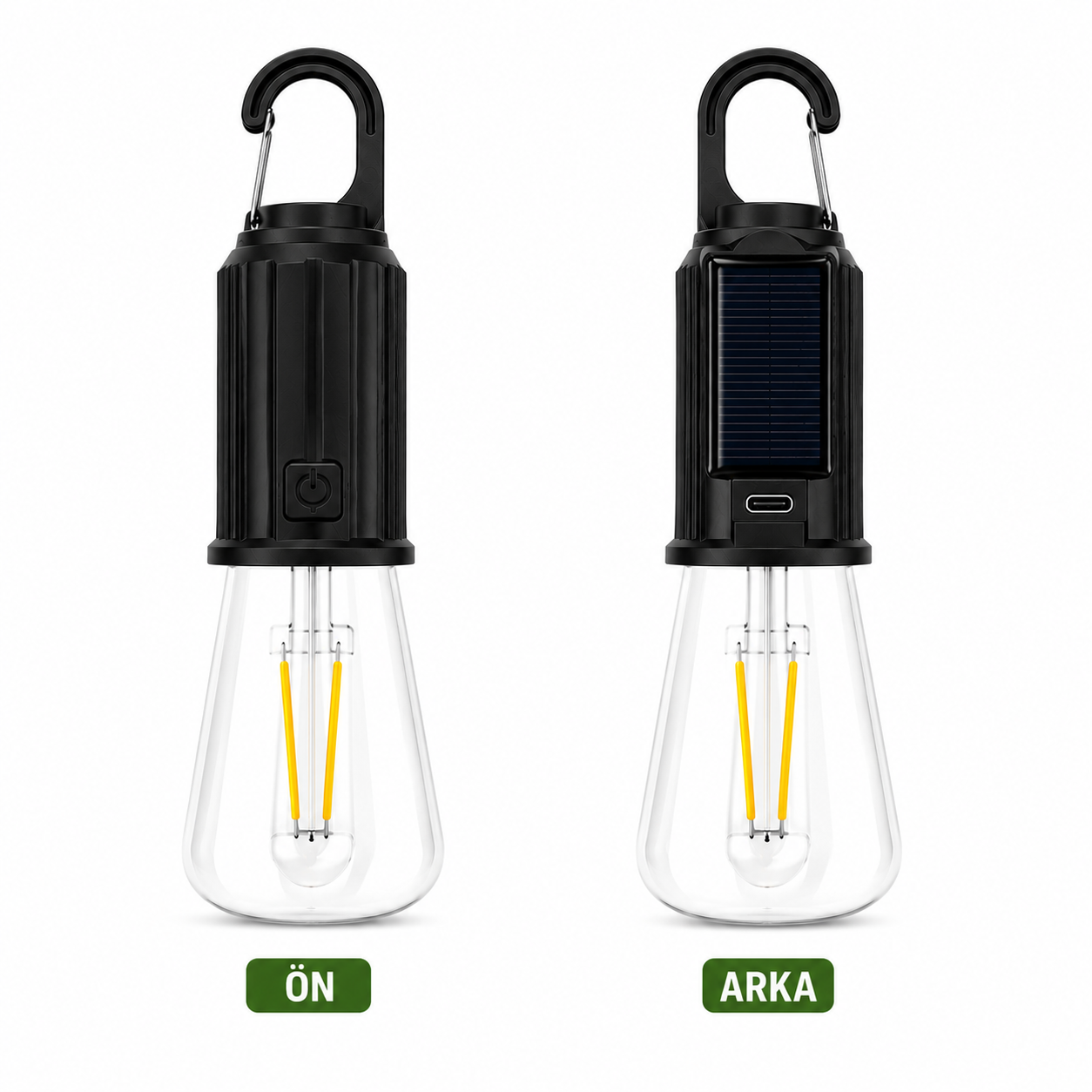 3’lü Set Solar Şarjlı LED Kamp Lambası – Type-C Şarjlı Askılı Taşınabilir Aydınlatma