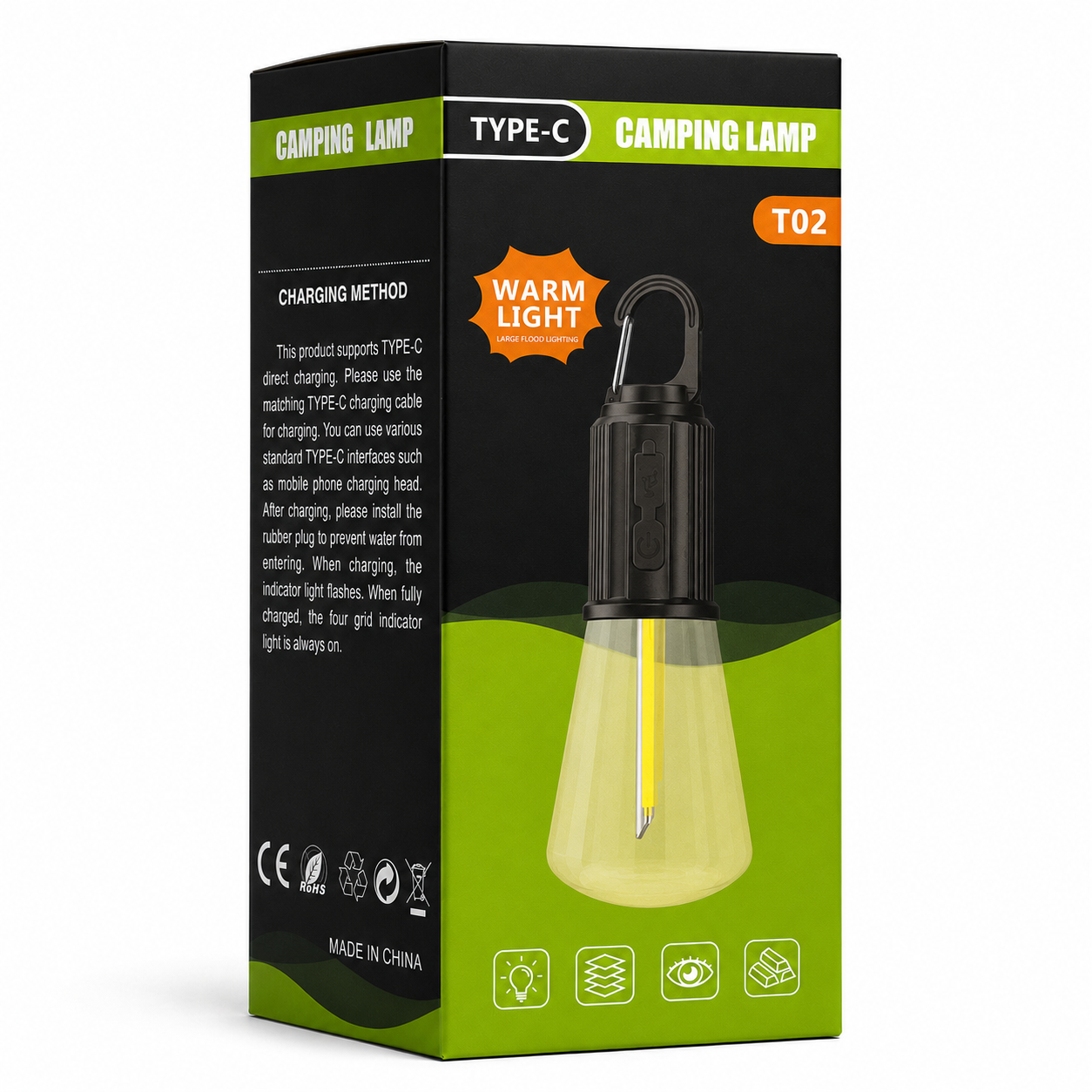 3’lü Set Solar Şarjlı LED Kamp Lambası – Type-C Şarjlı Askılı Taşınabilir Aydınlatma