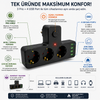 6’sı 1 Arada Akıllı Priz | 3 Soket + USB Girişli Şarj Ünitesi