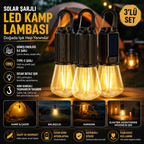 3’lü Set Solar Şarjlı LED Kamp Lambası – Type-C Şarjlı Askılı Taşınabilir Aydınlatma