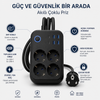 4’lü Topraklı Priz Çoklayıcı 2 Metre Kablolu | 4 USB Girişli (3 USB-A + 1 USB-C) Akım Korumalı Açma Kapama Düğmeli