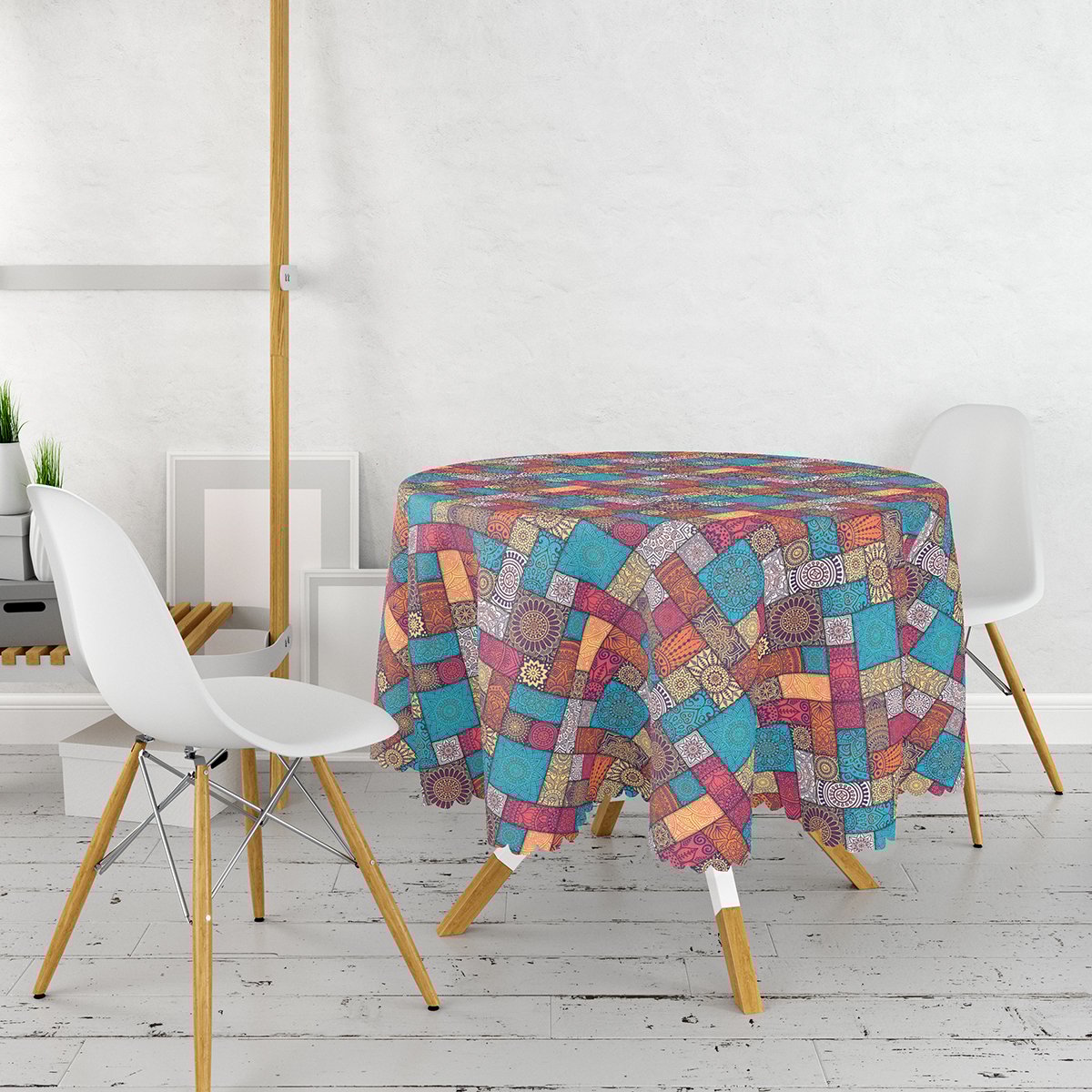 Geometrik Etnik Desenli Özel Tasarım Yuvarlak Masa Örtüsü – Çap 140cm - Herseyben.de