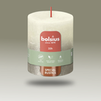 Bolsius Rustik Blok Sütun Mum - Silindir Şeklinde - İnci Beyazı ve Şampanya Renkli - 35 Saat Uzun Yanma Süresi - Ev Dekorasyonu - Kokusuz - Doğal Vegan Özler - 6,6 cm - 8 cm - Herseyben.de