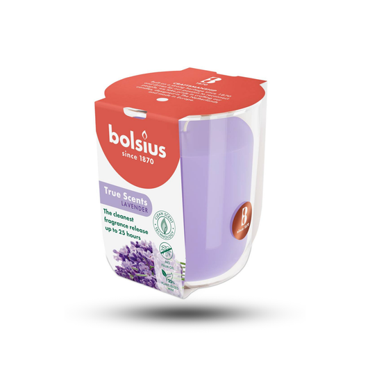 Bolsius Lavanta Kokulu Bardakta Mum – 80/73 mm, 25 Saat Yanma Süresi