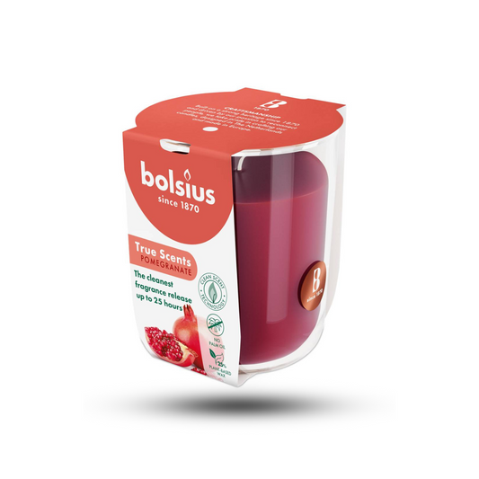 Bolsius Nar Kokulu Bardakta Mum – 80/73 mm, 25 Saat Yanma Süresi