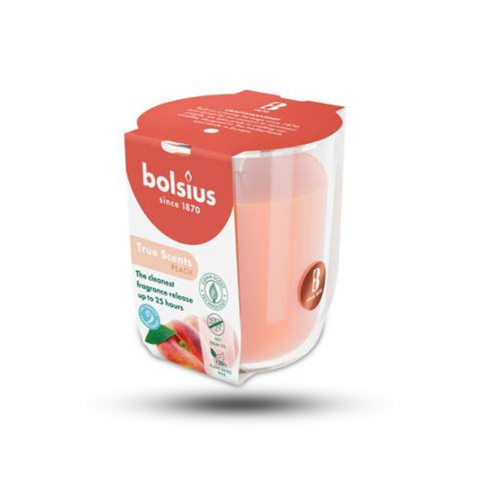 Bolsius Şeftali Kokulu Bardakta Mum – 80/73 mm, 25 Saat Yanma Süresi