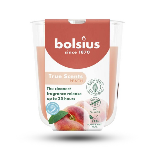 Bolsius Şeftali Kokulu Bardakta Mum – 80/73 mm, 25 Saat Yanma Süresi