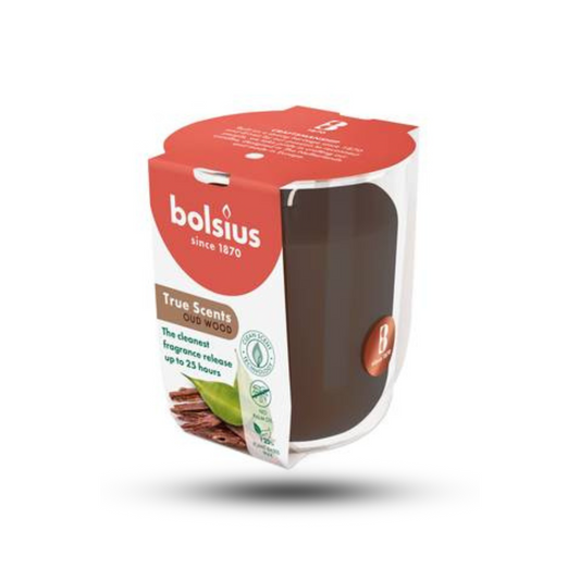 Bolsius Ud Ağacı Kokulu Bardakta Mum – 80/73 mm, 25 Saat Yanma Süresi