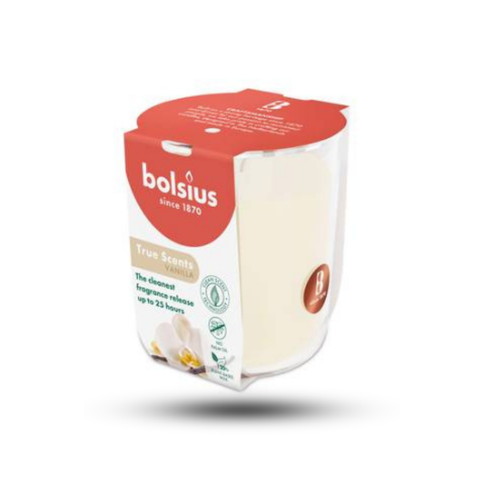 Bolsius Vanilya Kokulu Bardakta Mum – 80/73 mm, 25 Saat Yanma Süresi