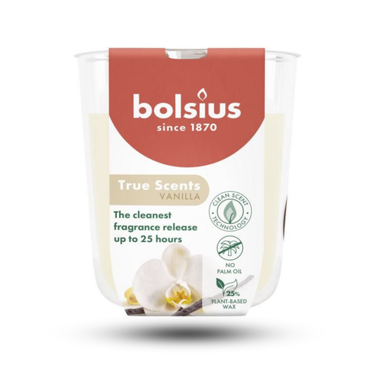 Bolsius Vanilya Kokulu Bardakta Mum – 80/73 mm, 25 Saat Yanma Süresi