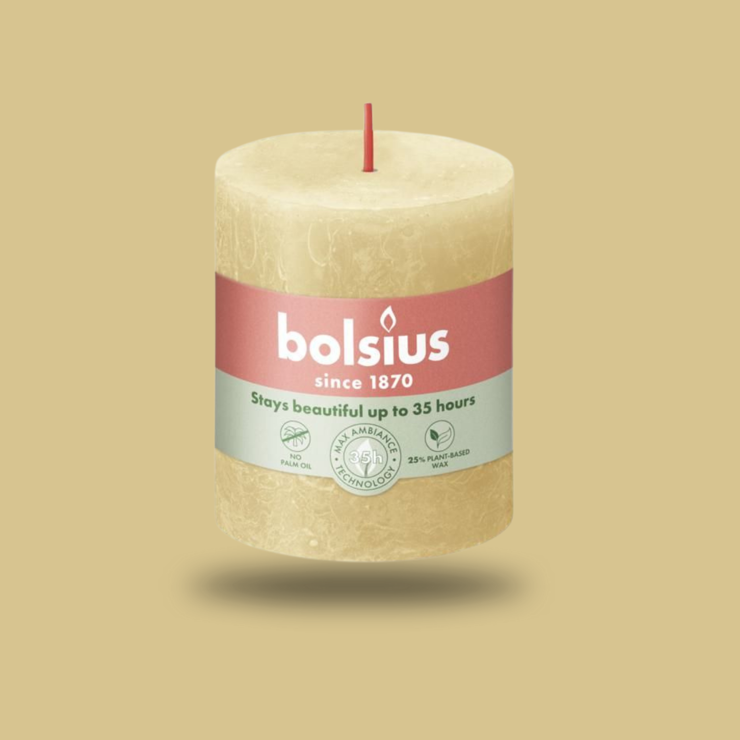 Bolsius Rustik Blok Sütun Mum - Silindir Şeklinde - Yulaf Beji Renkli - 35 Saat Uzun Yanma Süresi  - Ev Dekorasyonu - Kokusuz - Doğal Vegan Özler -  6,6 cm - 8 cm - Herseyben.de