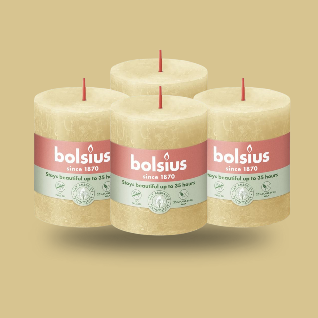 Bolsius Rustik Blok Sütun Mum - Silindir Şeklinde - Yulaf Beji Renkli - 35 Saat Uzun Yanma Süresi  - Ev Dekorasyonu - Kokusuz - Doğal Vegan Özler -  6,6 cm - 8 cm - Herseyben.de