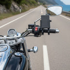 Evrensel Motosiklet Telefon Tutucu – Kaymaz, Kilitlenebilir Güvenli Tutuşlu, 360° Ayarlanabilir Gidon Bağlantılı Akıllı Telefon Aparatı
