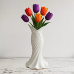Plasti̇k İskandi̇nav Bohem Kadin Plasti̇k 3 D Vazo 22 Cm Beyaz