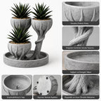 3d Üçlü Hand Of Tree Mermer Desenli Vazo