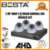 2Mp Ahd 1080P Gece Görüşlü 4 Kameralı Dome Güvenlik Sistemi