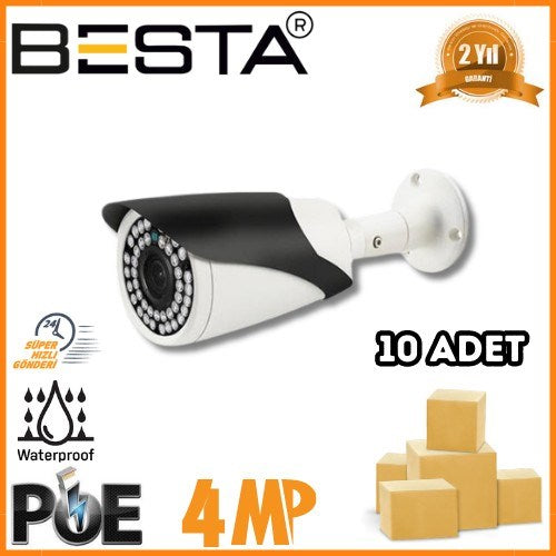 4 MP 42 LED IP POE Bullet Güvenlik Kamerası 10 Adet Koli