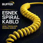 4'ü 1 Arada Esnek Spiral Hızlı Şarj Kablosu, Araç İçi Yaylı Kablo, Type-C ve Lightning Uyumlu Çoklu Şarj Kablosu