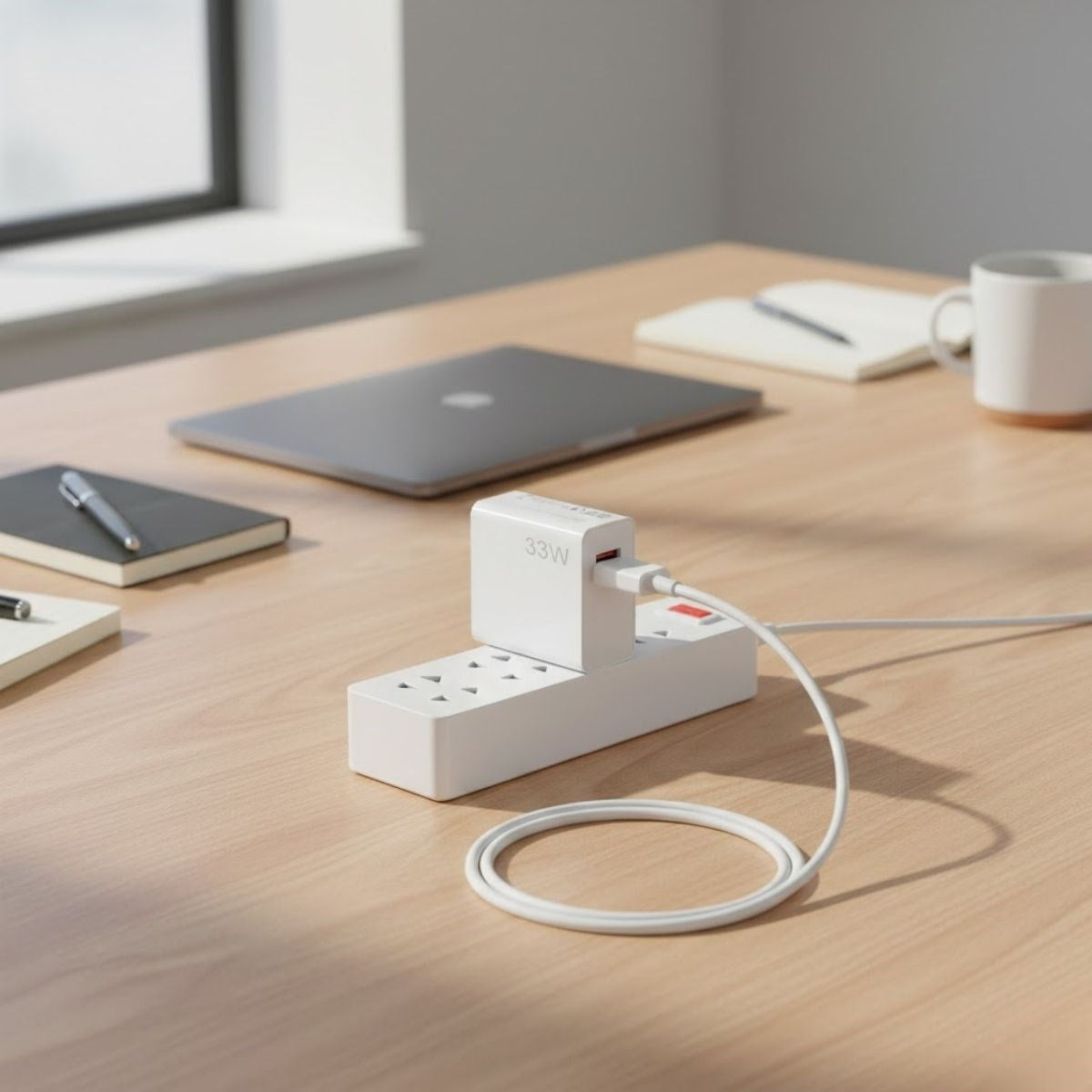 BUFFER 33W Hızlı Şarj Adaptörü – Type-C Kablolu, USB Çıkışlı, Akıllı Şarj Destekli Duvar Tipi Şarj Cihazı