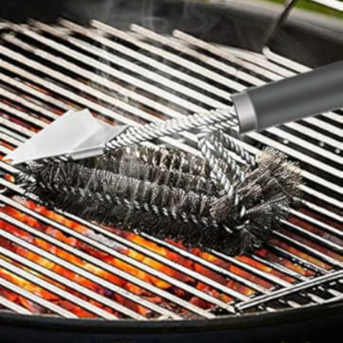 Mangal Izgara Temizleme Fırçası – Paslanmaz Çelik Telli, Uzun Saplı Grill Temizlik Aparatı Mangal Temizlik Fırçası