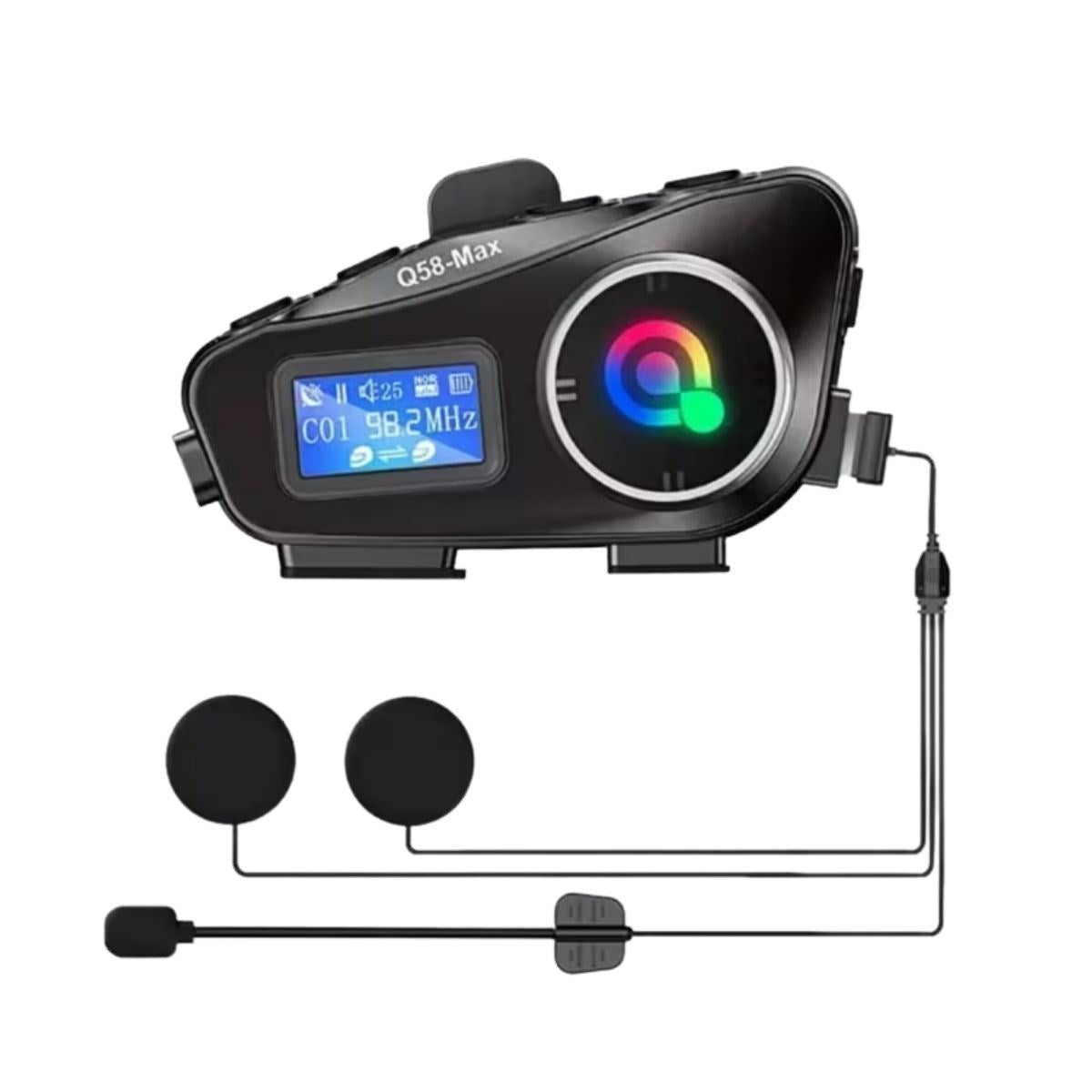 BUFFER Q58 Motorsikletler İçin Fener Özellikli SD Kart Bölümlü LCD Ekranlı Kablosuz Bluetooth Kulaklıklı – Suya Dayanıklı Kask Kulaklığı